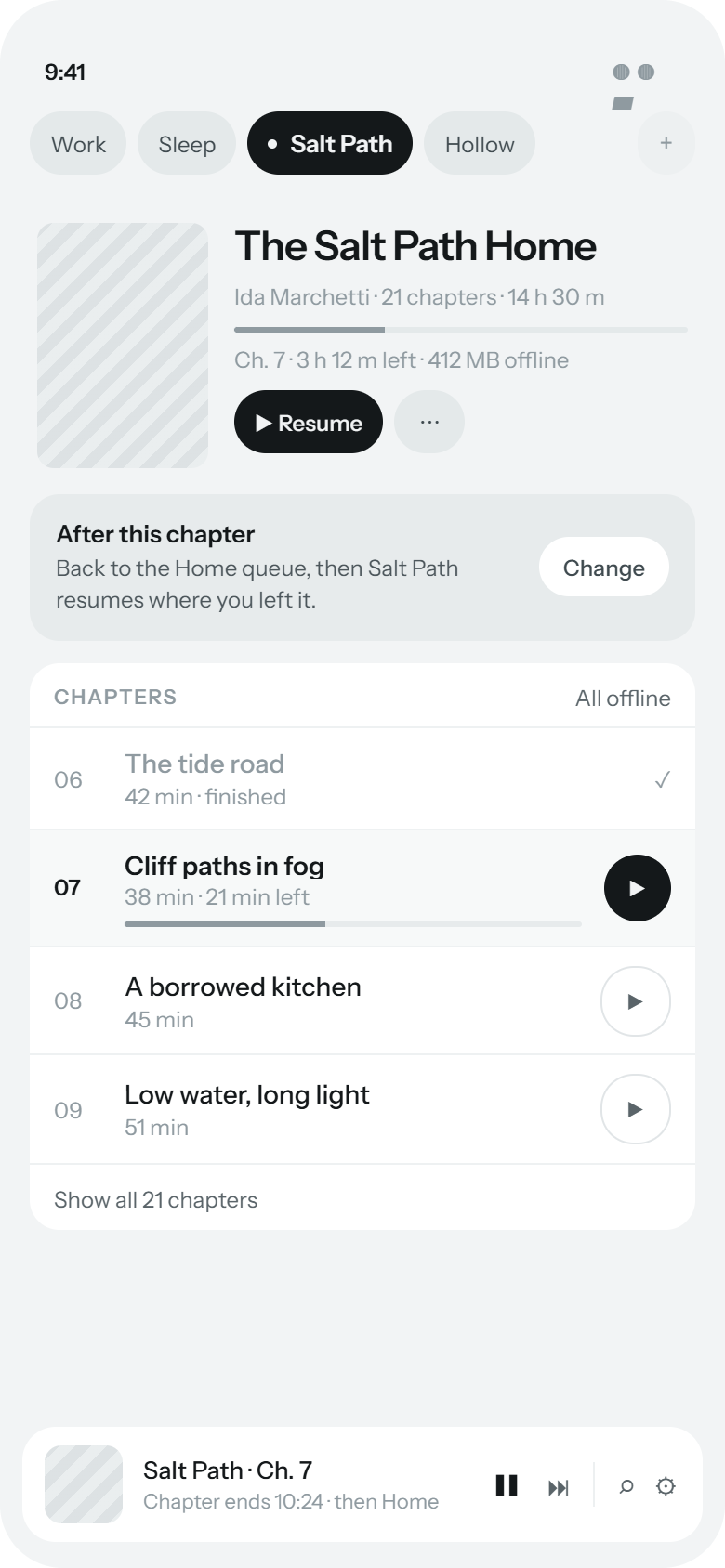 An audiobook tab named after the book